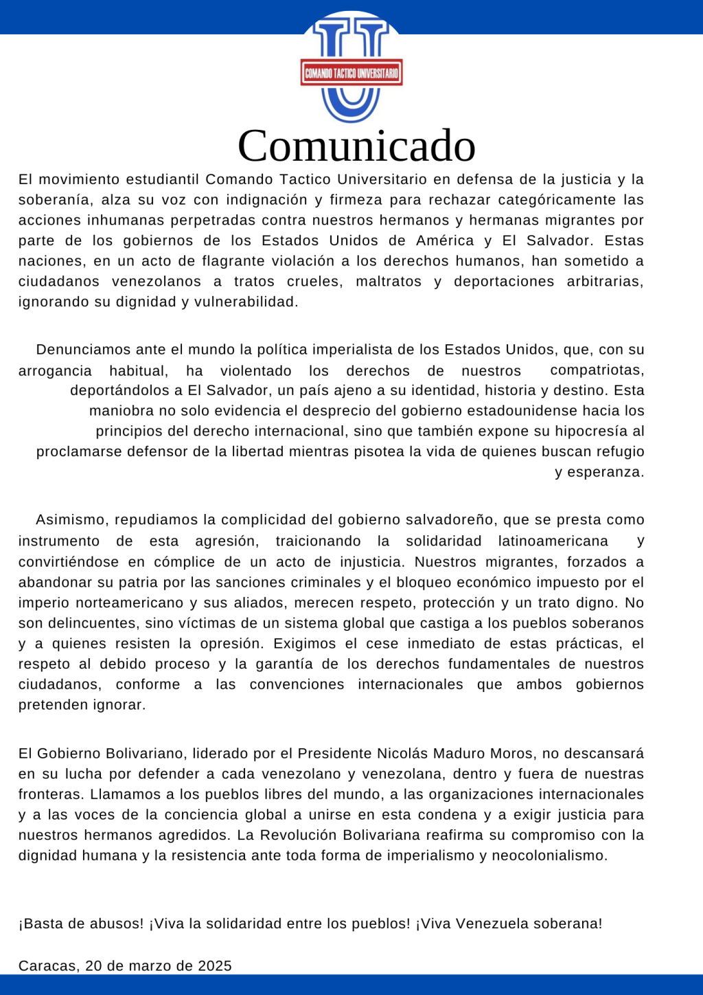 COMUNICADO CTU